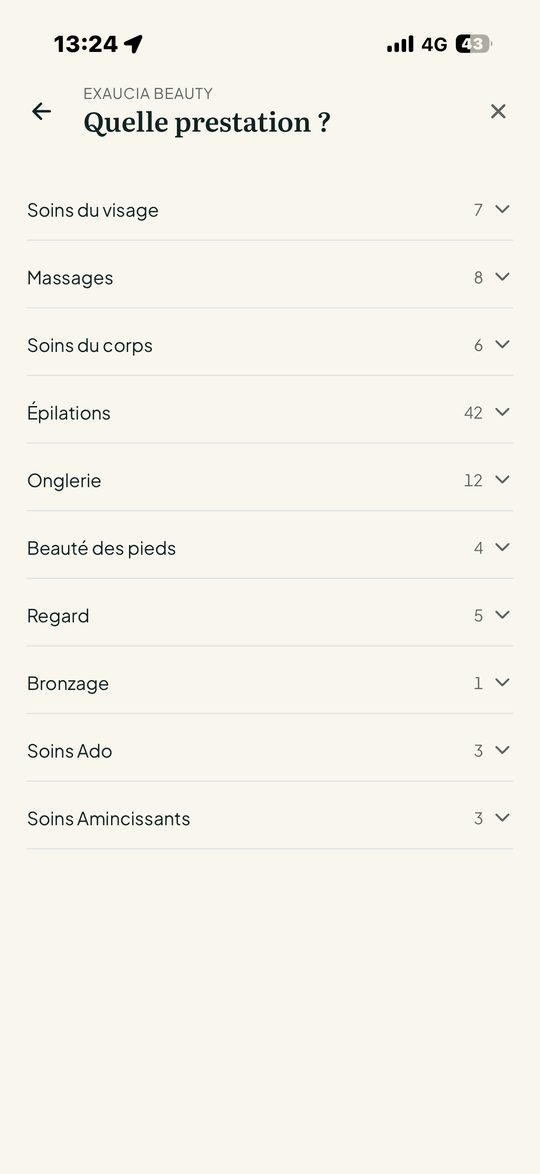 Choisir une prestation